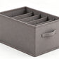 5-Compartment Fabric Clothes Storage Box with Handle Divided Closet Organizer for Wardrobe