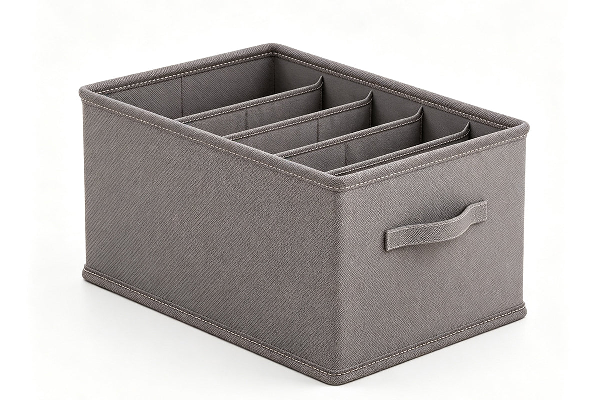 5-Compartment Fabric Clothes Storage Box with Handle Divided Closet Organizer for Wardrobe