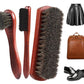 4Pcs Horsehair Shoe Brush Set Leather Cleaning Polishing Kit