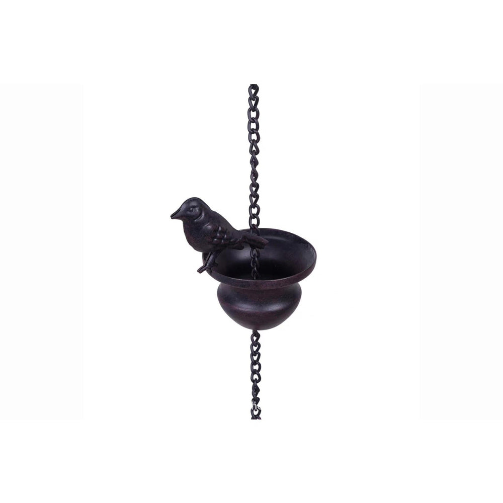 Vintage Mobile Bird Rain Chain Garden Hanging Pendant Craft Wind Chime for Outdoor Gutter