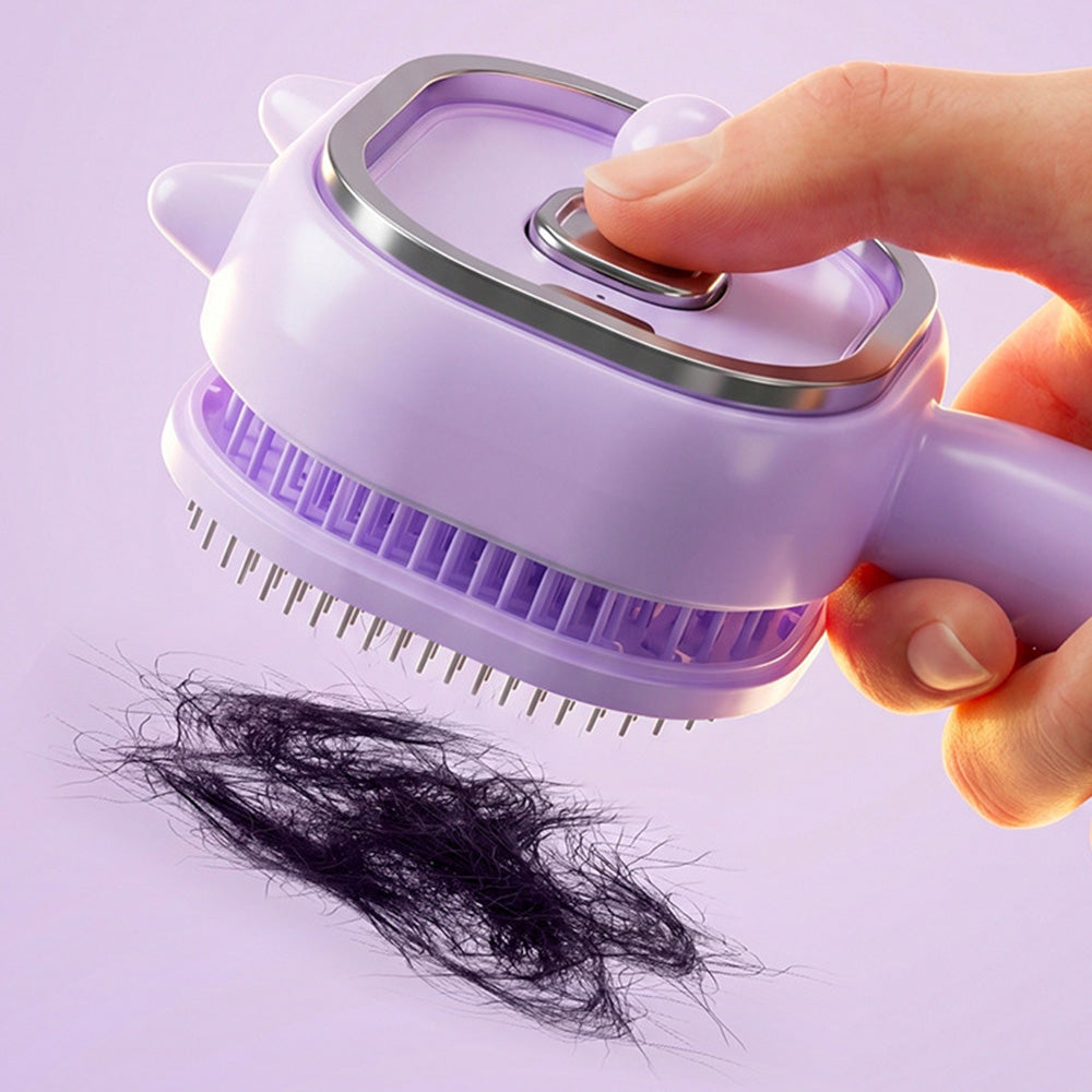 Electric Spray Hair Brush with Cat Ear Design and One Click Cleaning