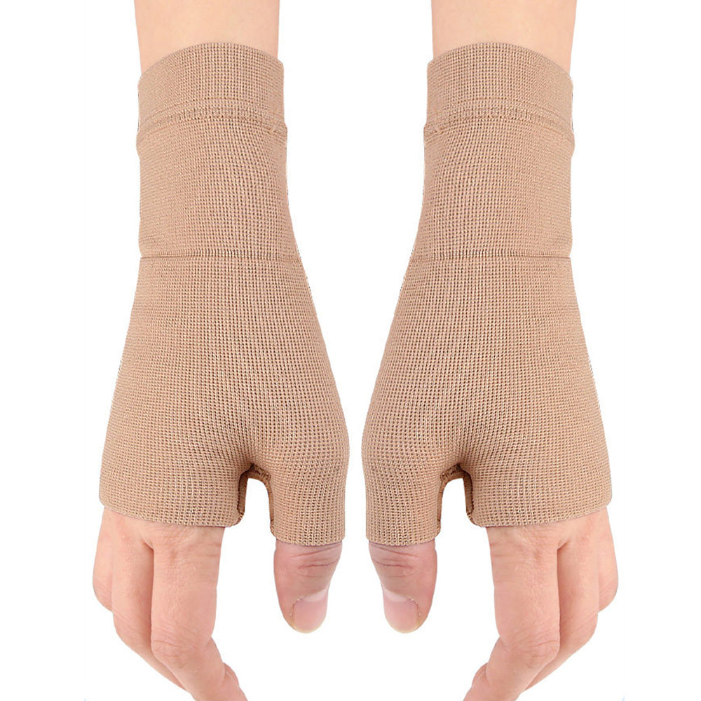 2 Pack Breathable Wrist Support Gloves Nylon Gloves for Daily Activities Computer Typing Sports-Beige