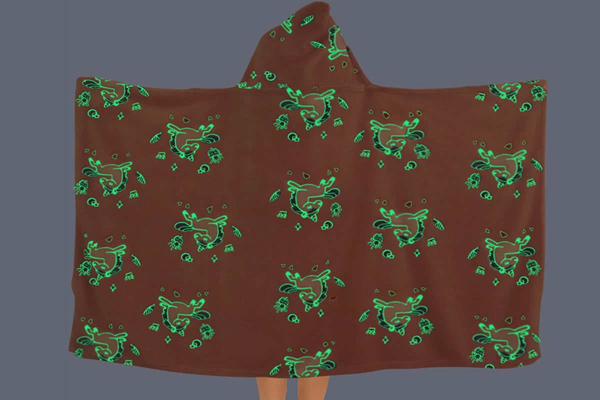 Printed Luminous Hoodie Blanket Glow in The Dark Hooded Blanket Wearable Blanket
