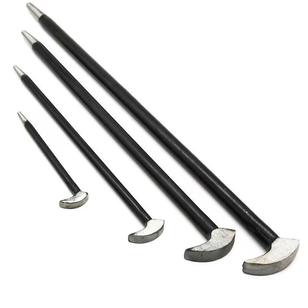 4Pcs Solid Steel Pry Bar Set with Rolled Heel for Heavy-Duty Prying