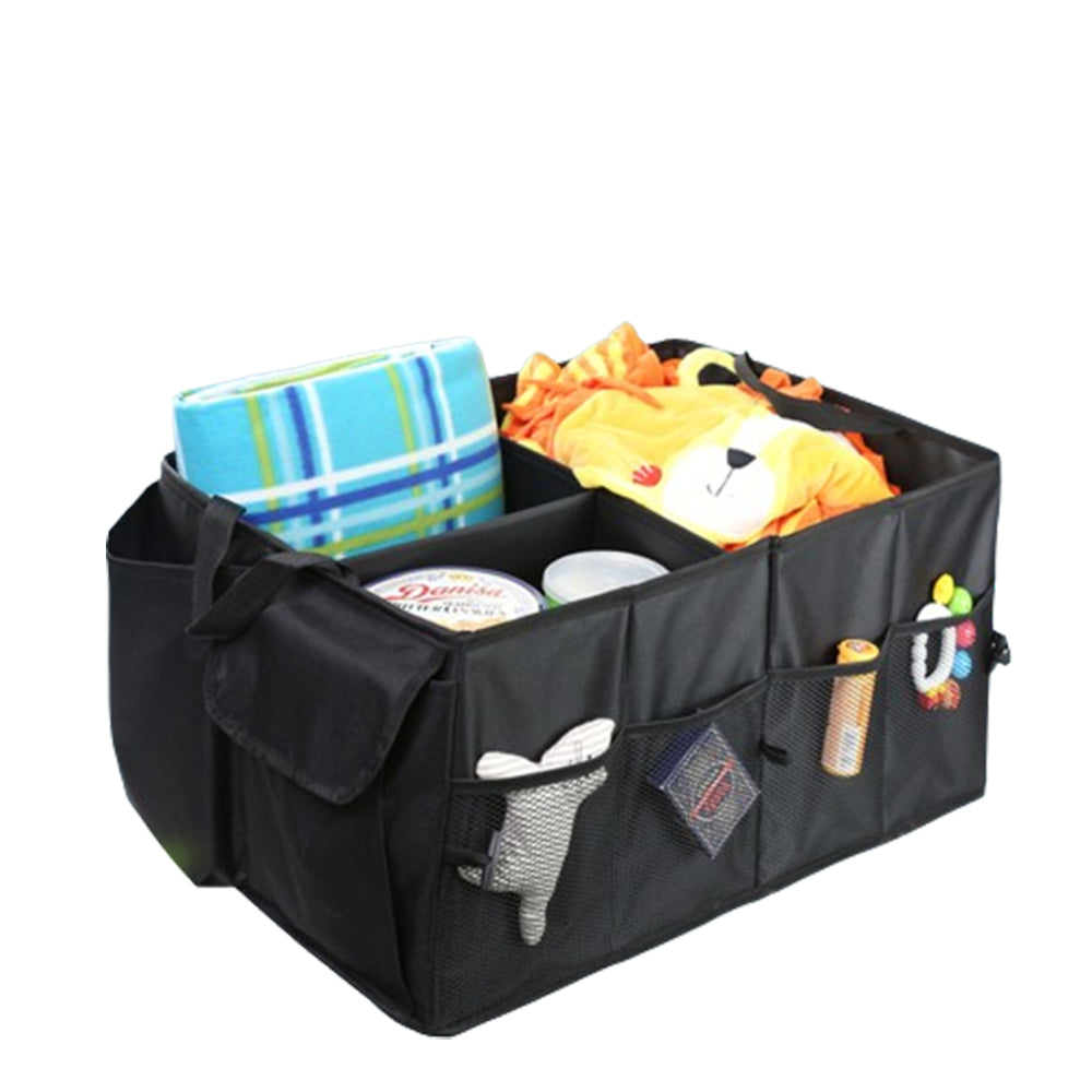 Foldable Car Trunk Organizer with Handles and 3 Compartments