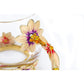 Colorful Flower Glass Teacup with Spoon
