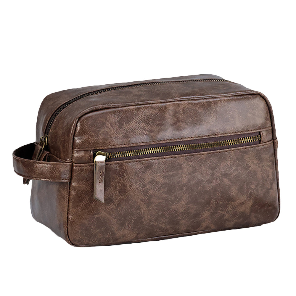 PU Toiletry Bag for Men Large Travel Wash Bag Shaving Water-Resistant