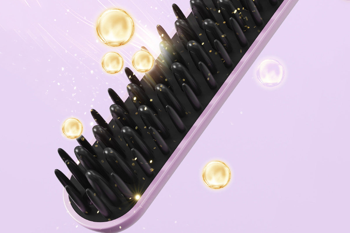 Cordless Rechargeable Hair Straightener Brush Mini Fast Heating Comb For Travel