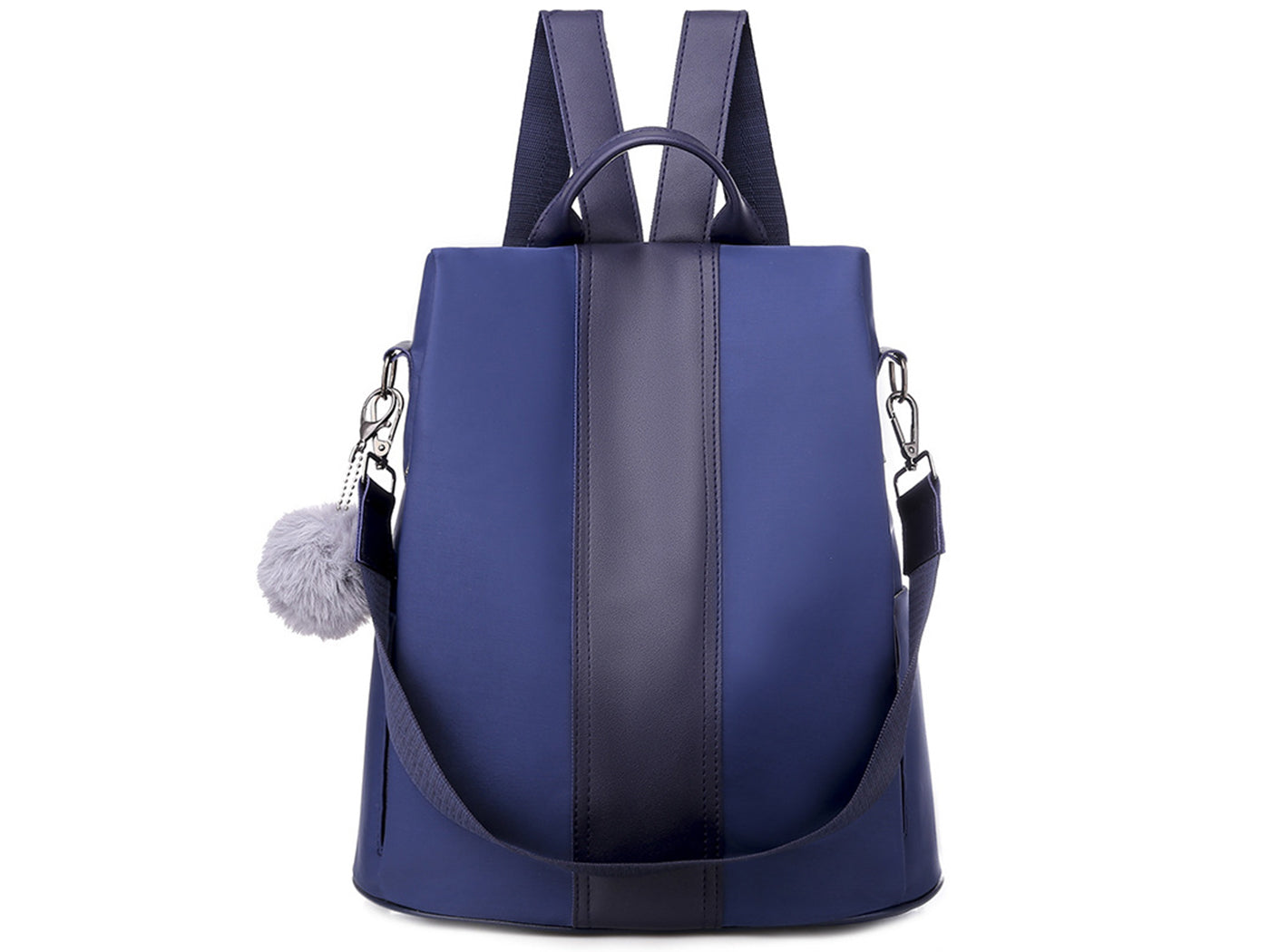 2-in-1 Backpack Shoulder Bag with Pom Pom
