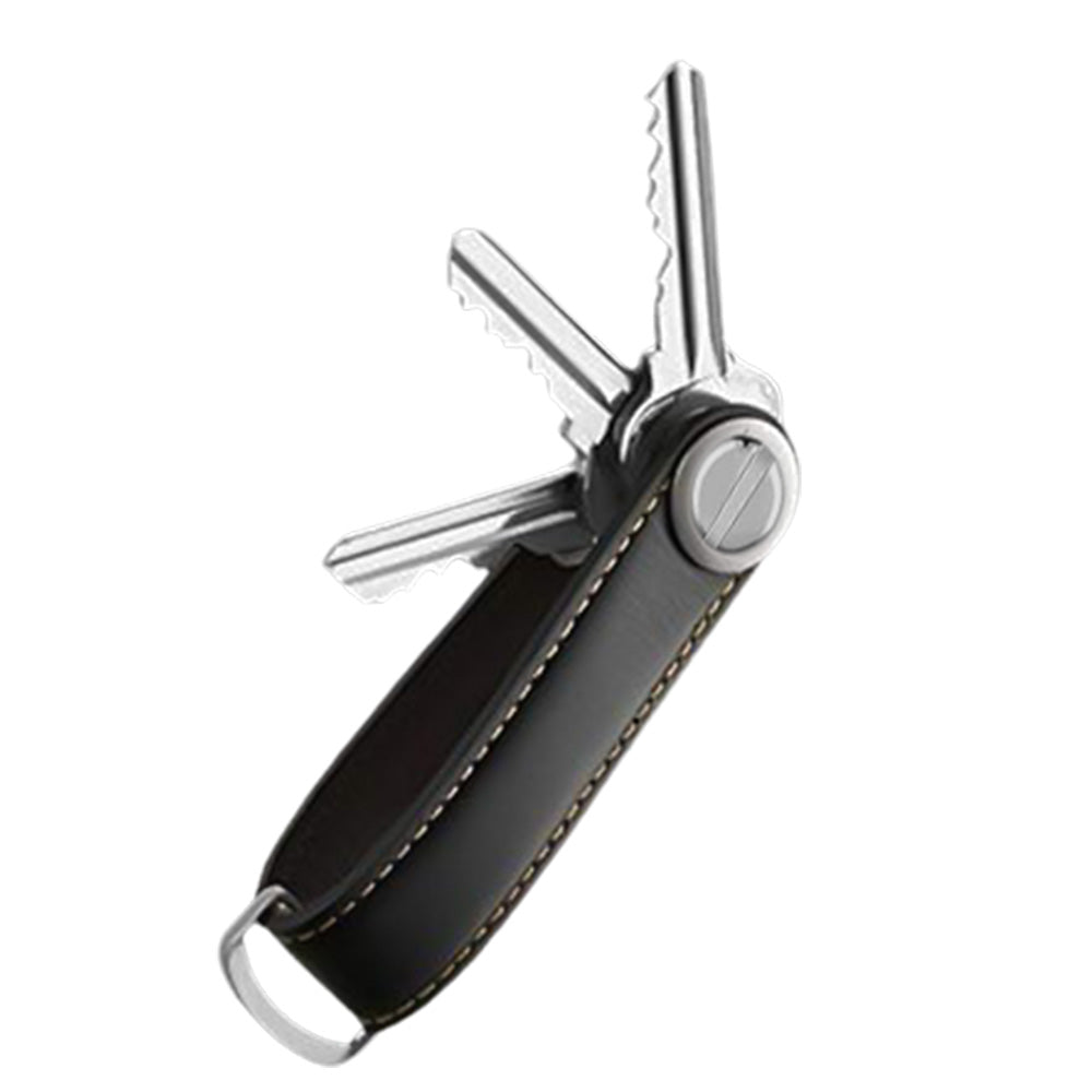 Leather Smart Key Holder Folding Key Organizer Clip Compact Keychain