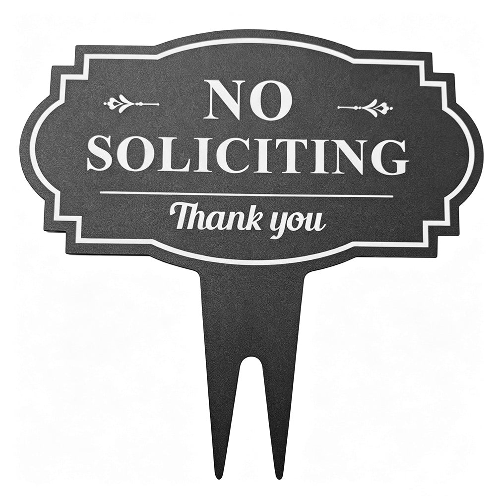 Large No Soliciting Metal Yard Sign Lawn Decorative Stake 43x40cm