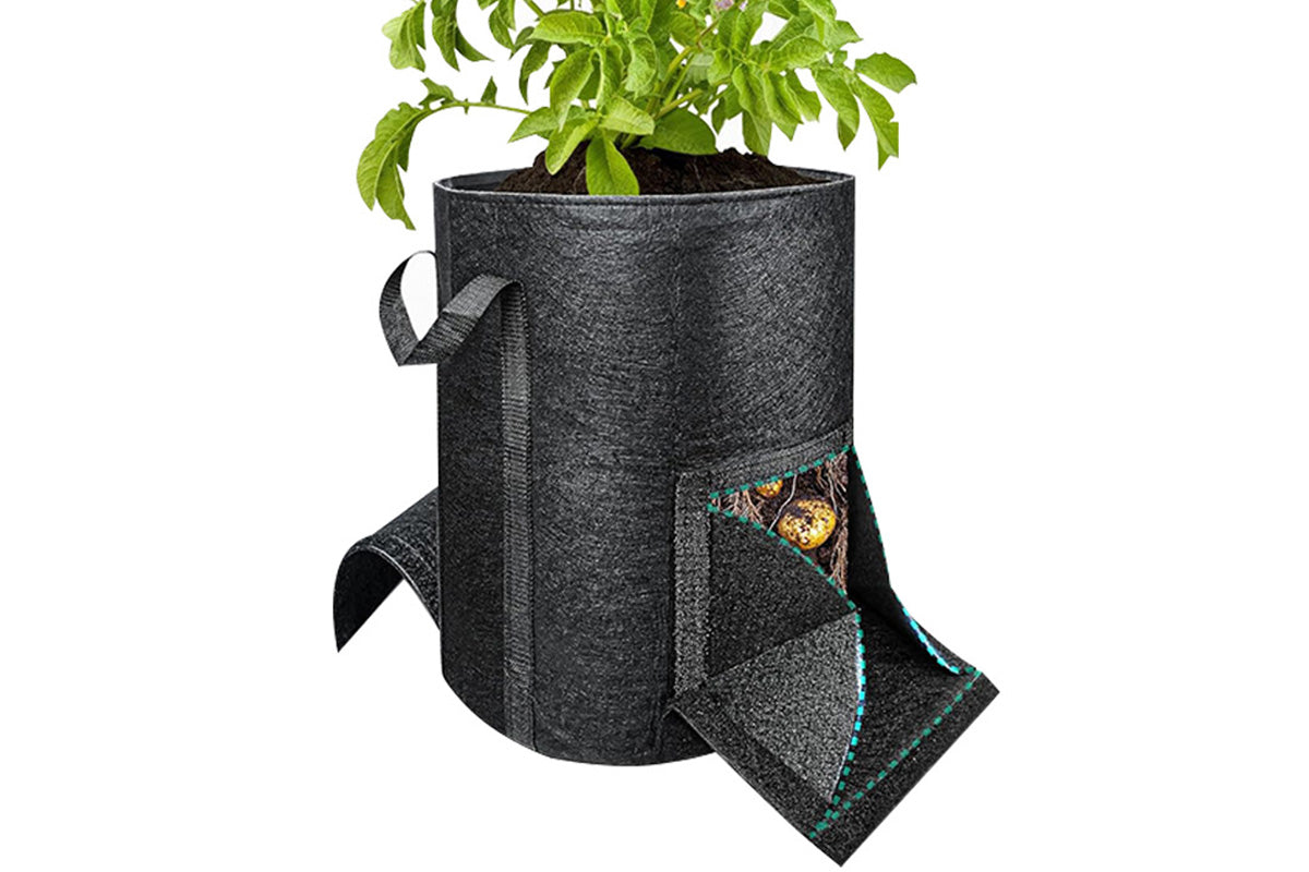 4X15 Gallon Potato Grow Bags with Dual Harvest Window Visible Window Non-Woven Planter Pot