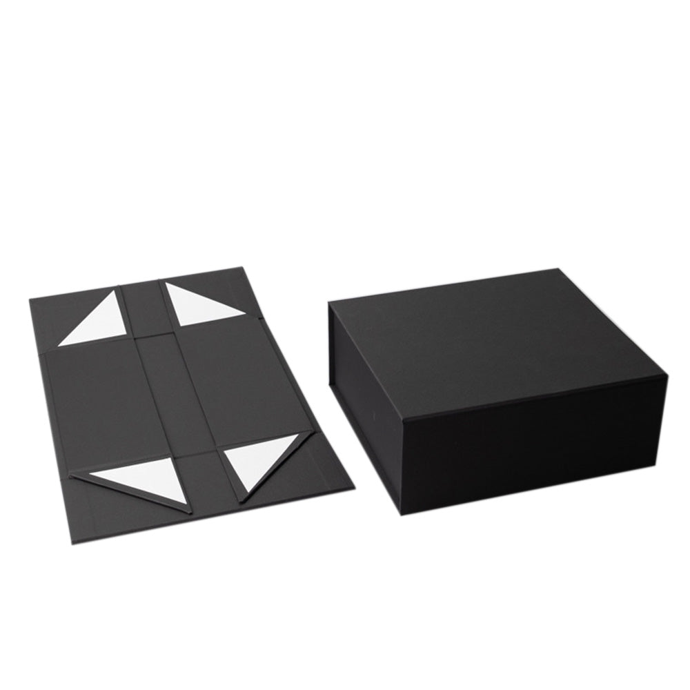Easy Attached Foldable Cardboard Gift Box for Holiday Packaging-Black