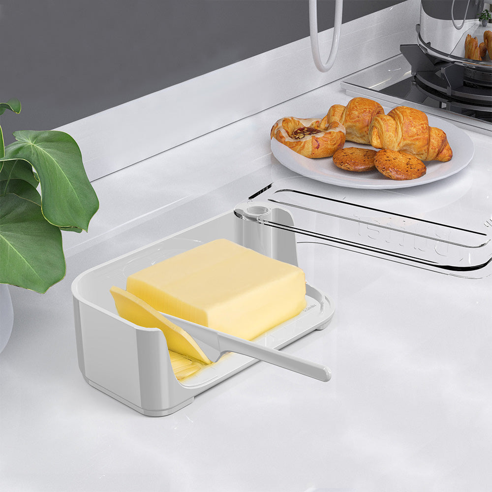 Butter Dish with Knife Butter Container with 180-degree Rotating Sealing Flip-Top