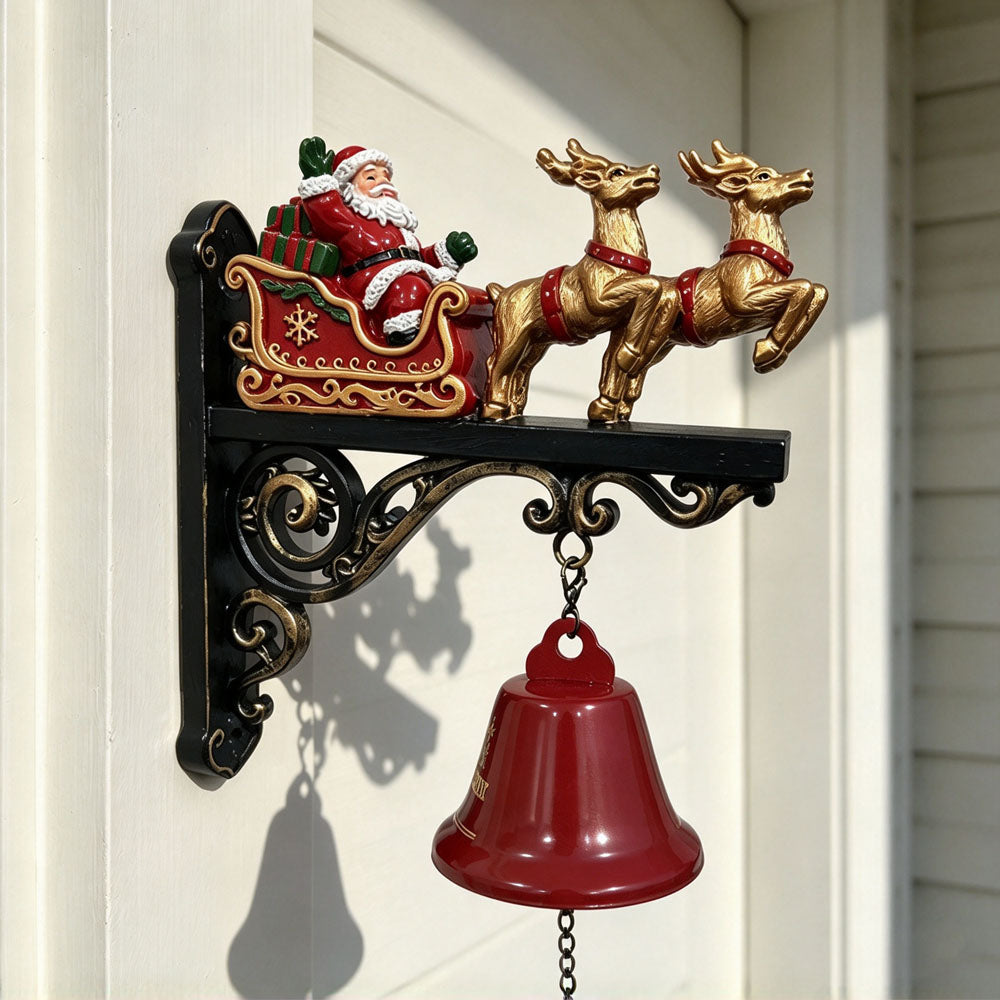 Vintage Resin Christmas Bell Wall Mounted Xmas Doorbell Door Hanging Ornament