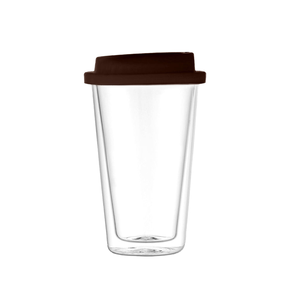 Double Walled Glass Coffee Mug Drinking Coffee Cup with Silicone Lid