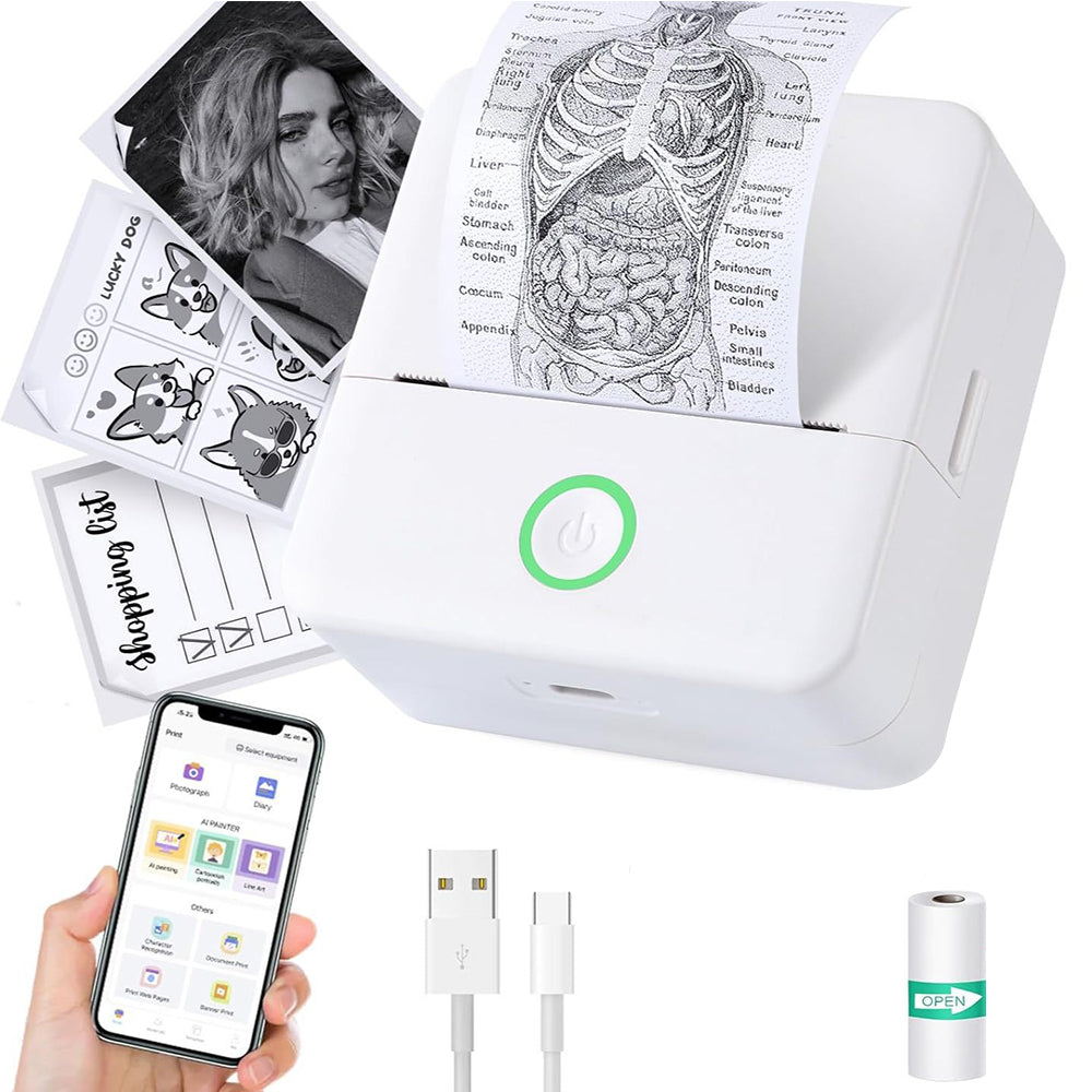 Mini Pocket Thermal Printer Wireless Bluetooth Photo with Printer Paper