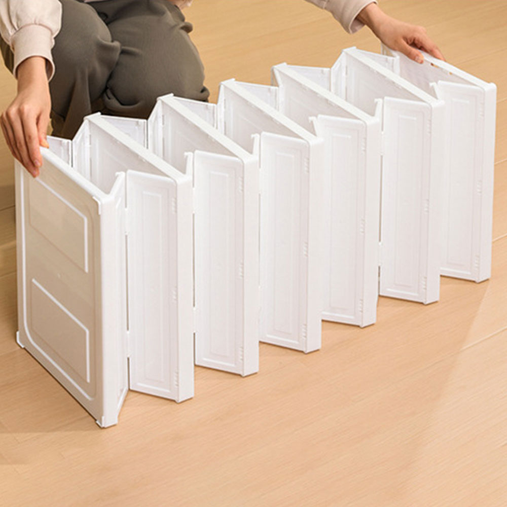 2 Set 3-Tier Foldable Stackable Shoe Organizer with Clear Door Plastic Shoe Rack