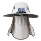 Wide Brim Solar Cooling Fan Hat Outdoor Breathable Mesh Face Cover Neck Shade