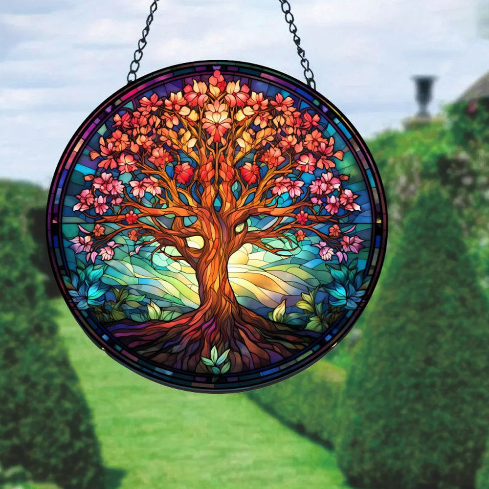 Tree of Life Hanging Decor Panel with Metal Chain