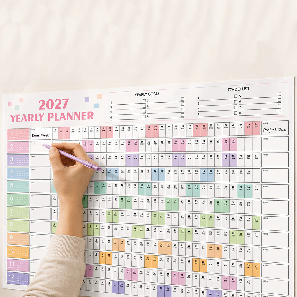 2027 Full Year Wall Calendar for Home Office and School Planning
