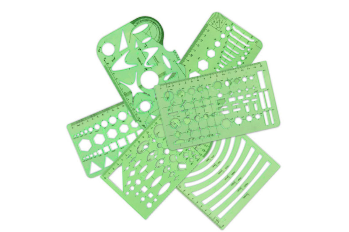 11PCS Plastic Geometric Drawing Templates Set DIY Drafting Stencils Measuring Tools