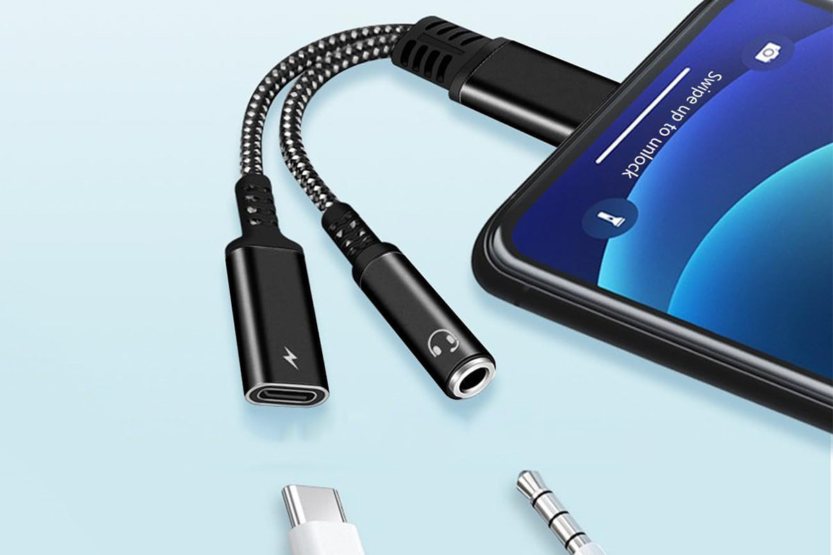 2-in-1 Type-C Audio and Charging Adapter for USB-C Devices with 30W Fast Charge