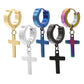 5 Pairs Unisex Cross Dangle Hoop Huggie Stainless Steel Earrings