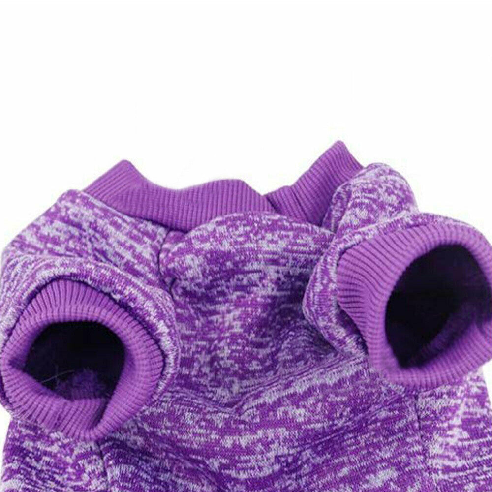 Dog Sweatshirt Pullover Classic Round Neck Soft Clothes for Small Medium Dogs Cats-Purple