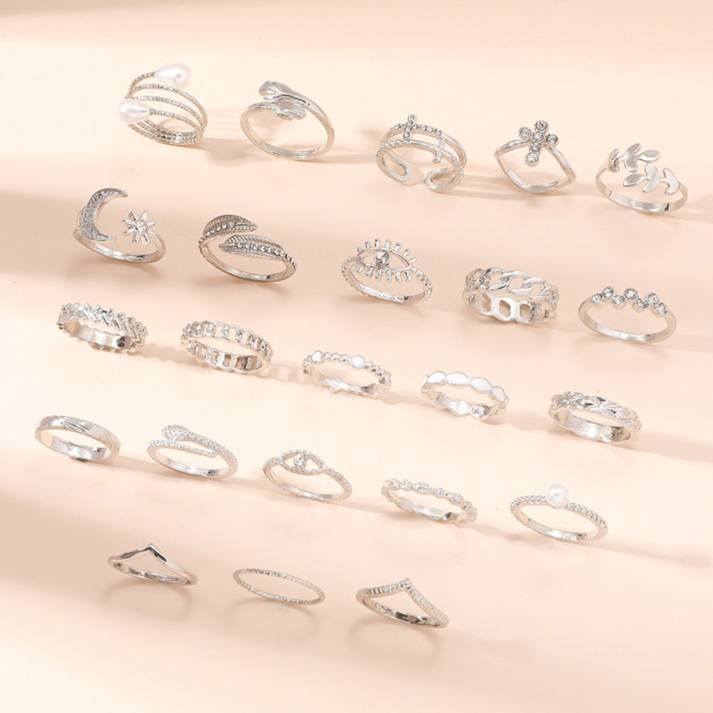 23Pcs Geometric Knuckle Ring Set Gold Silver Stackable Rings for Women