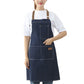 Denim Apron with 3 Pockets Unisex Jean Apron Adjustable Bib Apron for Work Kitchen Cooking