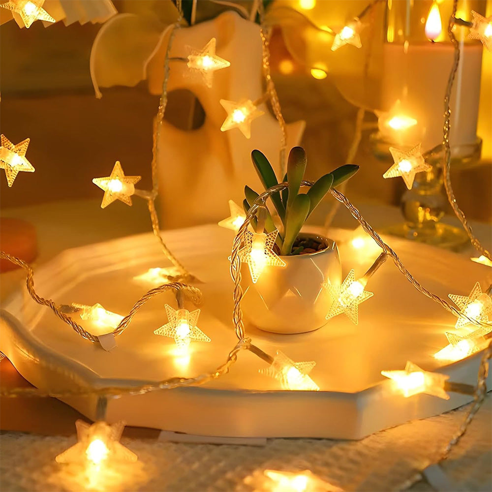 2X20 LED Star String Lights 3m Fairy Christmas Lights Battery Operated for Party