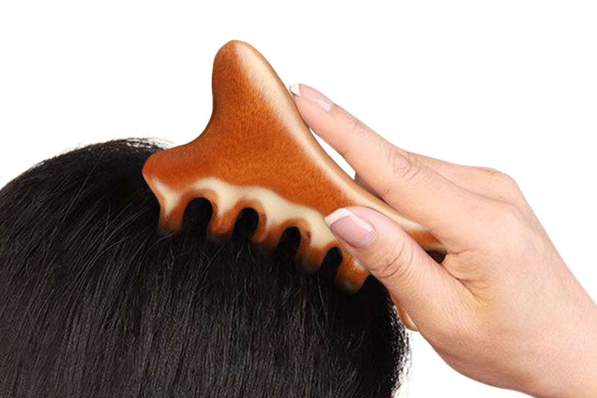 4 In 1 Gua Sha Tool Wooden Head Massage Comb Scalp Comb For Head Neck Face Care