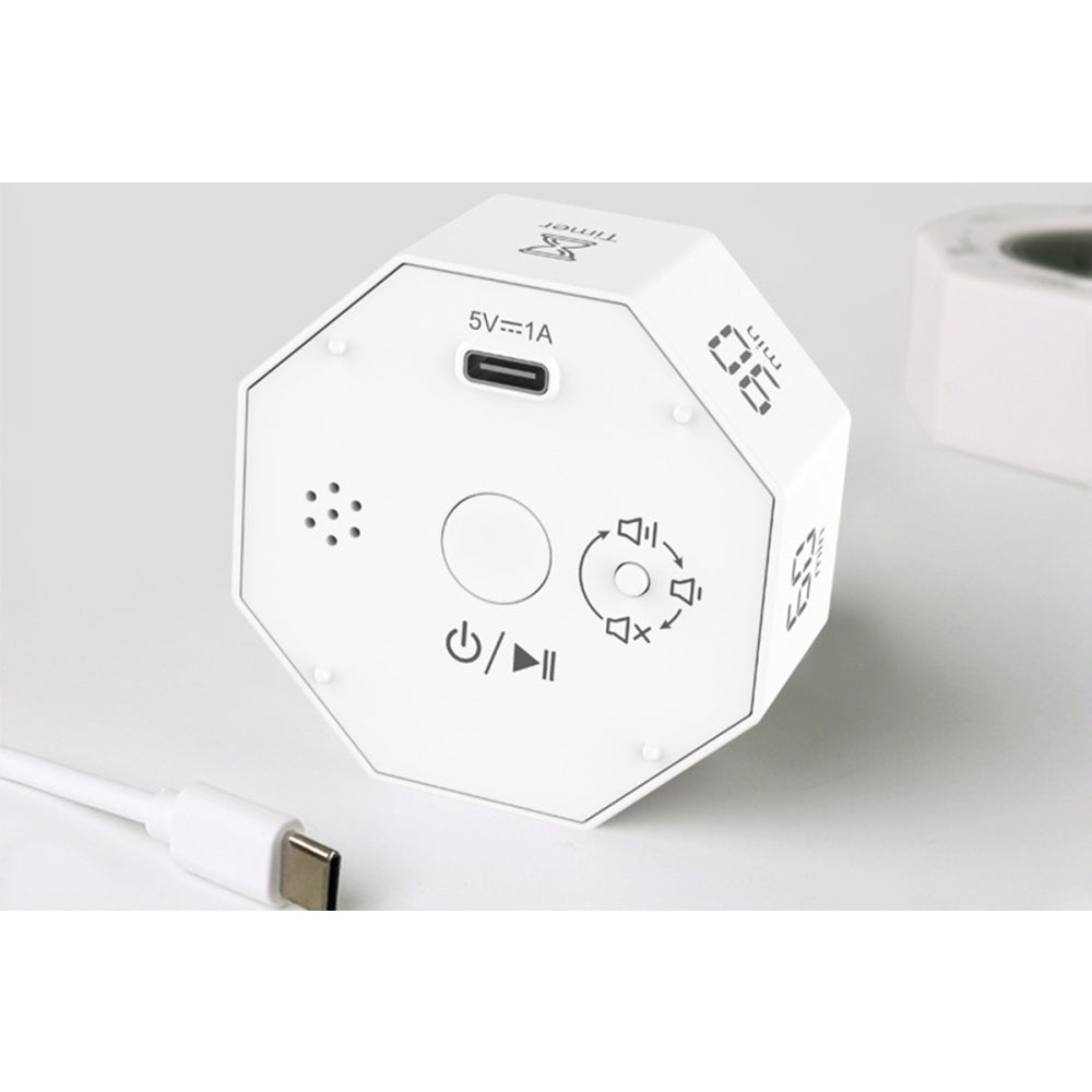 Rechargeable Pomodoro Timer 8-Angle Auto-Rotating Screen with Gravity Sensor for Cooking Work