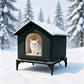 Cat House Indoor Outdoor Water Resistant Insulated Shelter for Small to Medium Cats-Black