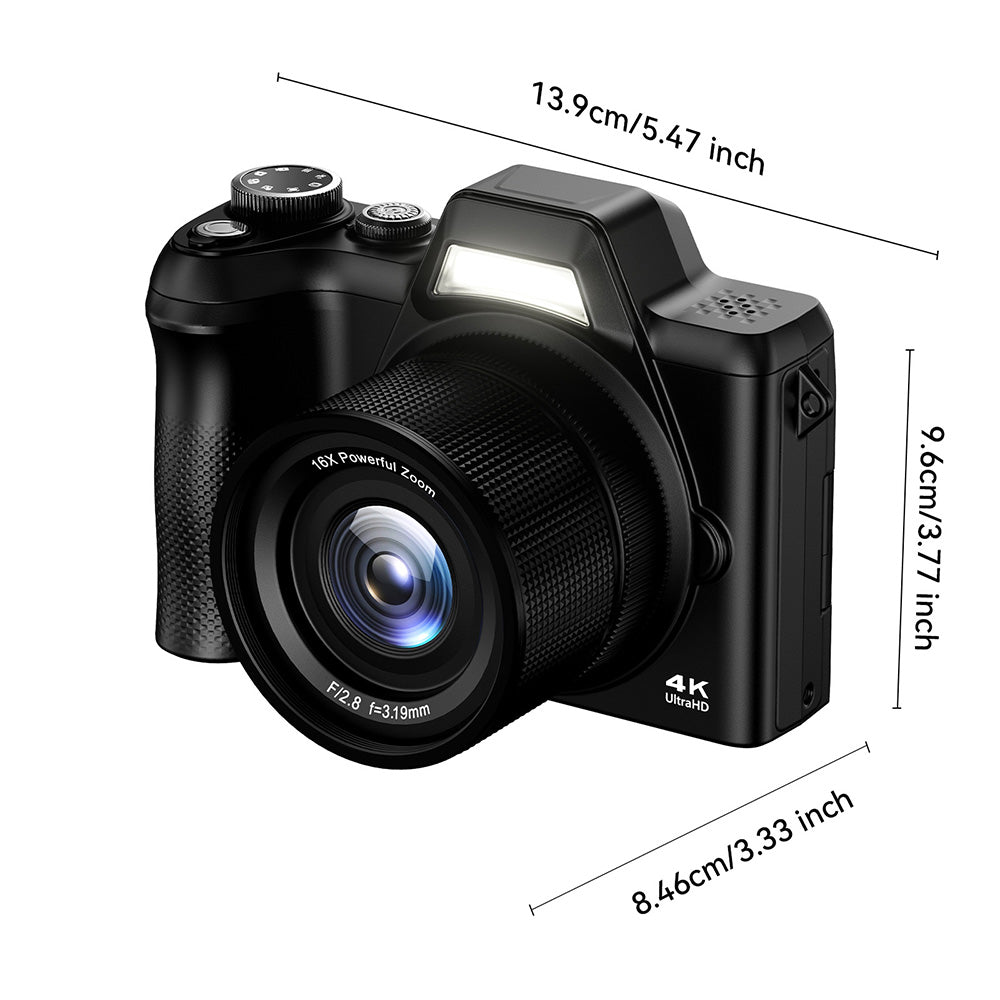 4K Digital Camera for Photography and Video Recording 16X Zoom with 32GB TF Card