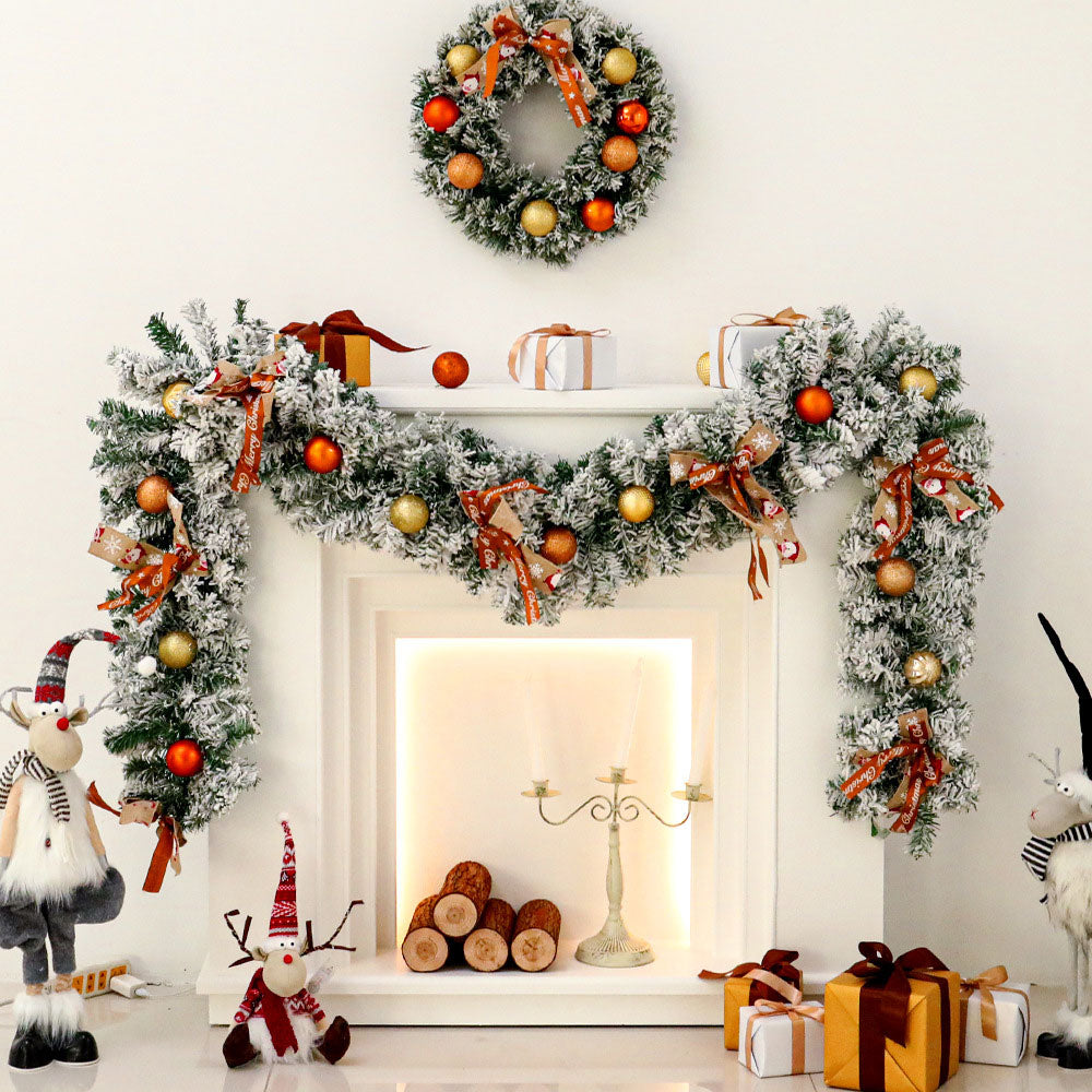 Christmas Wreath Decor Home Party Door Garland Hanging Ornament Garland with Light String