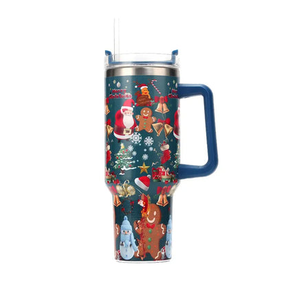 40oz Stainless Steel Christmas Pattern Thermal Mug For Stanley Cup