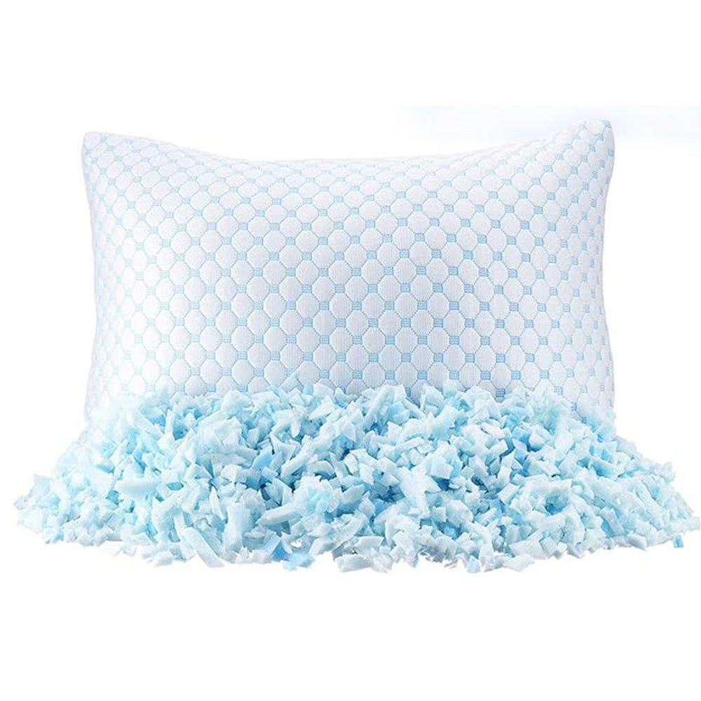 Cooling Shredded Memory Foam Pillows for Side Back Sleepers with Washable Cover-Blue