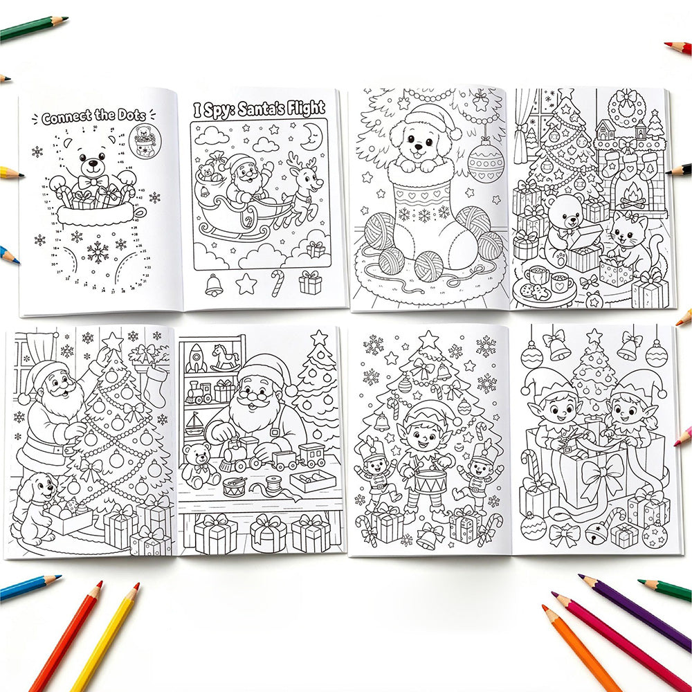 10Pcs Christmas Coloring Books Santa Claus Snowman Designs Holiday Gift