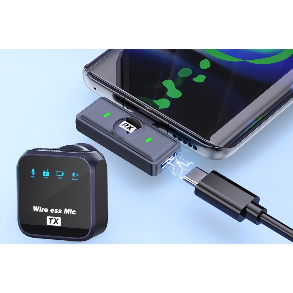 Wireless Lavalier Microphone for Phone iPad With Charging Case Plug-Play Clip On Lapel Mic for Youtube