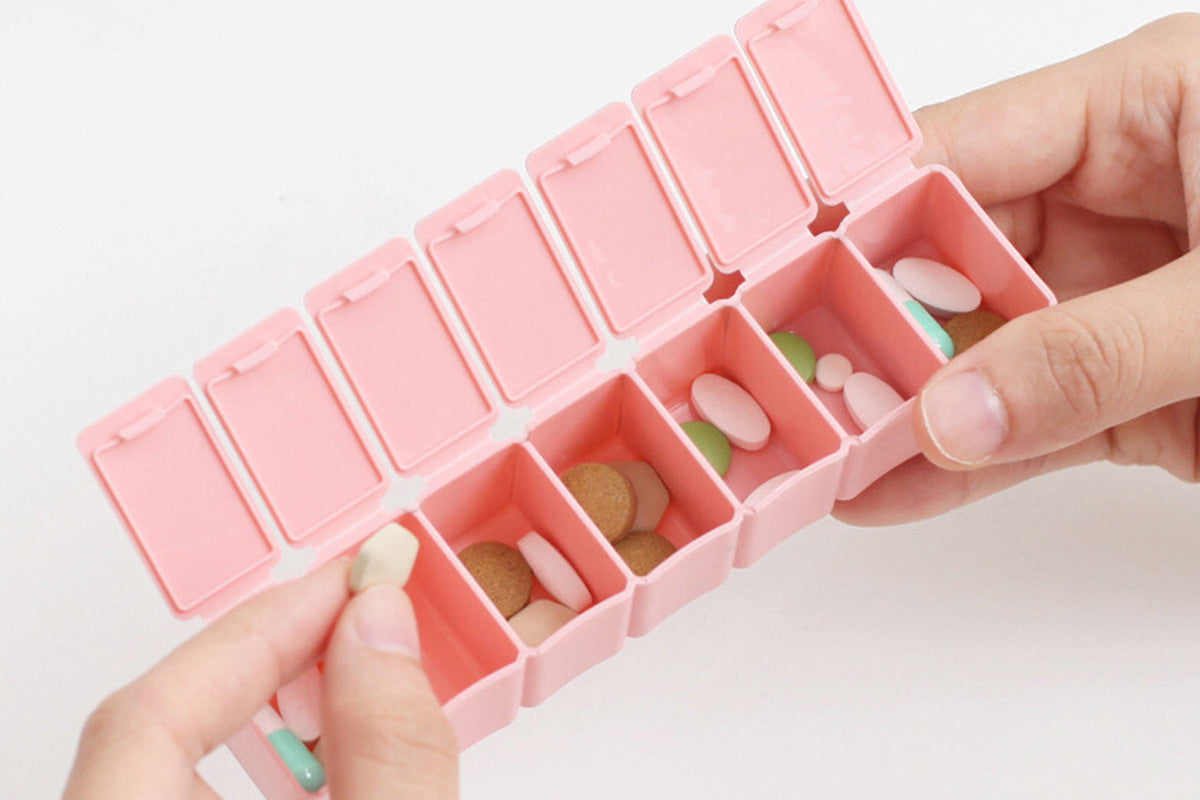 4 PCS Weekly Pill Organizer 7 Day Medicine Box with Compartments for Travel Home