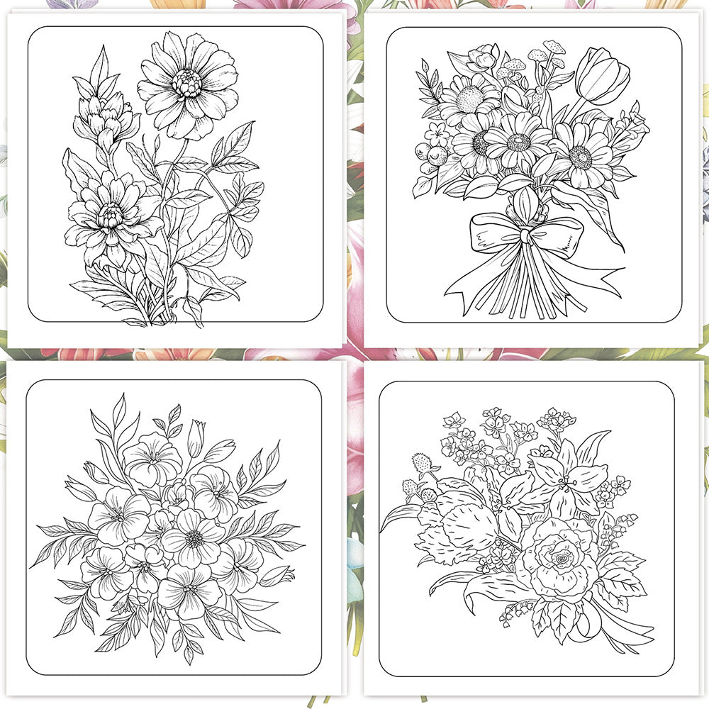 2 Coloring Books with 24 Floral and 24 Butterfly Designs