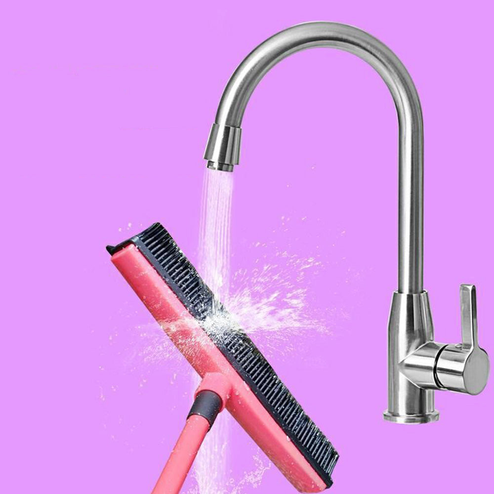 Rubber Broom For Pet Dog Cat Hair Sweeper Squeegee Windows Car Long Handle