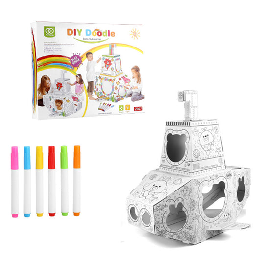 DIY Colorable Cardboard House with 6 Colored Pens-submarine