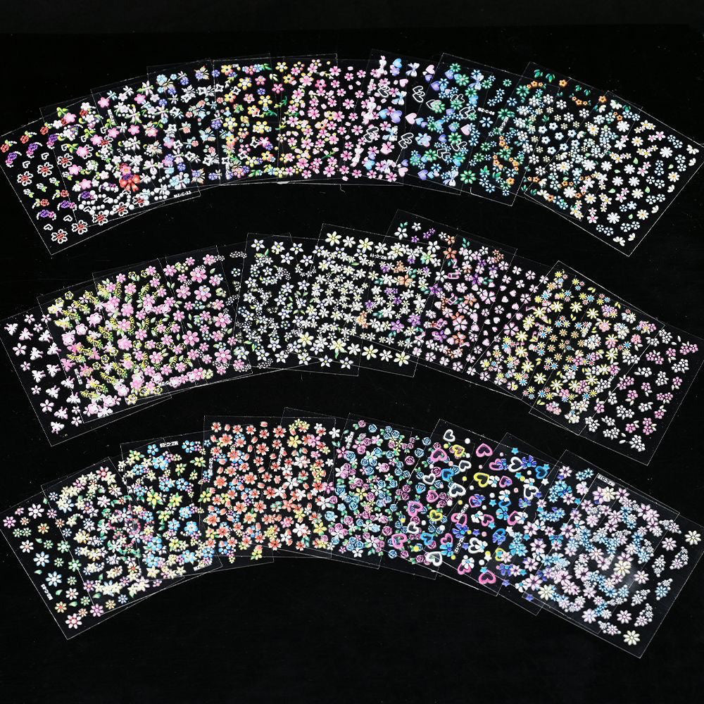 3D Floral Self Adhesive Nail Stickers for DIY Nail Art Decoration