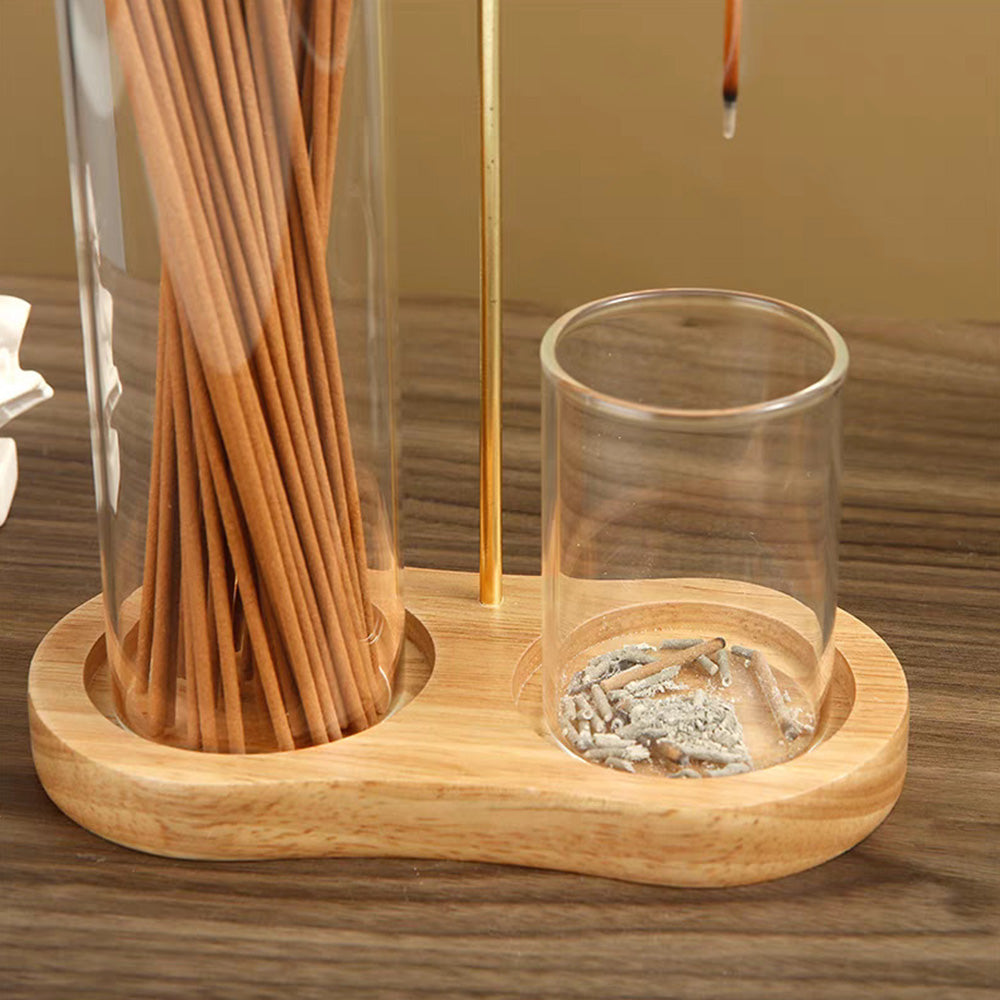 Figure Eight Glass Incense Holder Burner with Ash Catcher for Meditation Decor