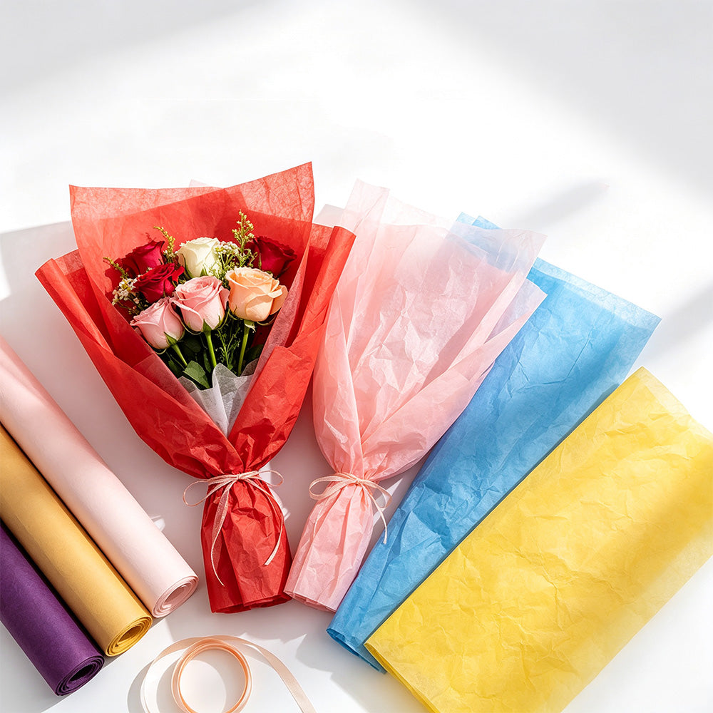 10 Crepe Paper Sheets 50x100cm for Gift Wrapping and Flower Crafts