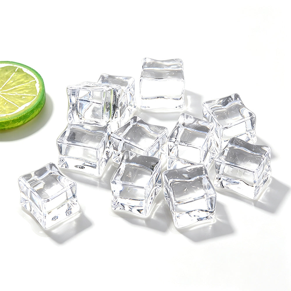 25 Pack Clear Simulated Ice Cubes for Drink Reusable Ice Cubes for Decor Home Bar Parties