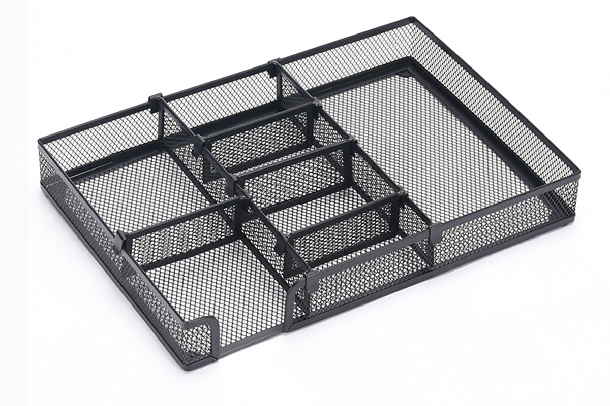 Desk Drawer Organizer Mesh Drawer Organizer Tray with 6 Adjustable Compartments